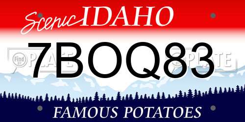 7BOQ83 Idaho License Plate