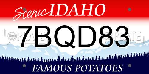 7BQD83 Idaho License Plate