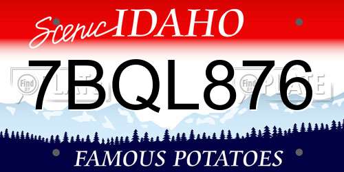 7BQL876 Idaho License Plate