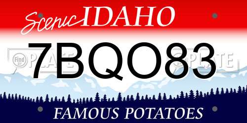 7BQO83 Idaho License Plate