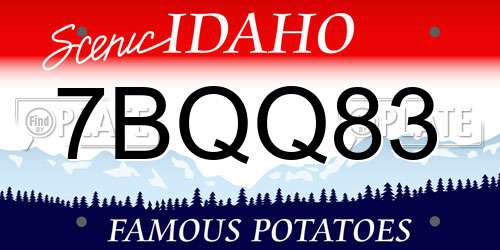 7BQQ83 Idaho License Plate