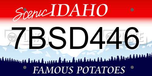 7BSD446 Idaho License Plate