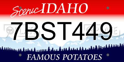7BST449 Idaho License Plate