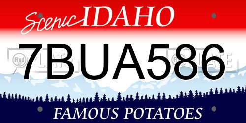 7BUA586 Idaho License Plate