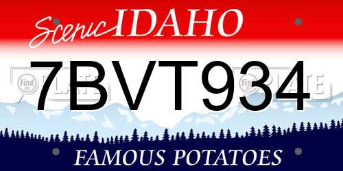 7BVT934 Idaho License Plate