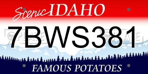 7BWS381 Idaho License Plate