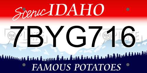 7BYG716 Idaho License Plate