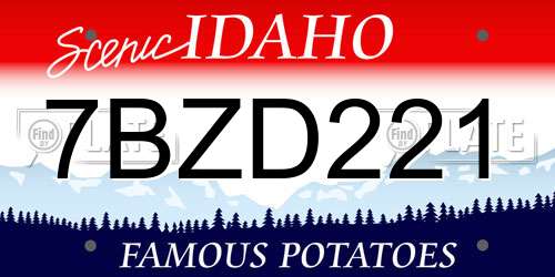 7BZD221 Idaho License Plate