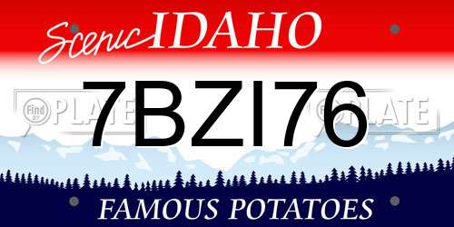 7BZI76 Idaho License Plate