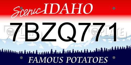 7BZQ771 Idaho License Plate
