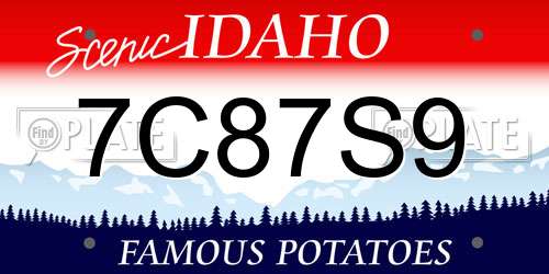 7C87S9 Idaho License Plate