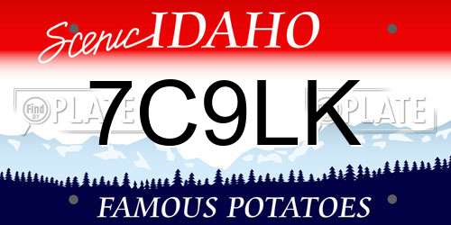7C9LK Idaho License Plate