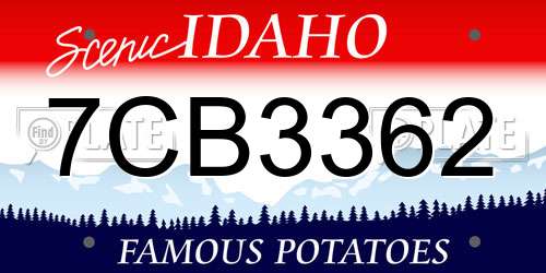 7CB3362 Idaho License Plate