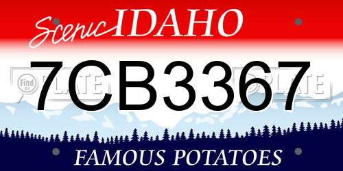 7CB3367 Idaho License Plate