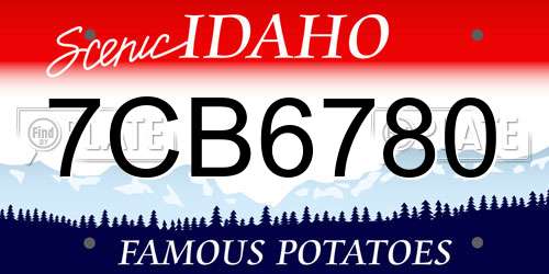 7CB6780 Idaho License Plate