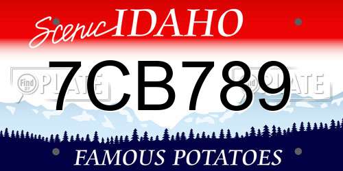 7CB789 Idaho License Plate