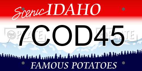 7COD45 Idaho License Plate