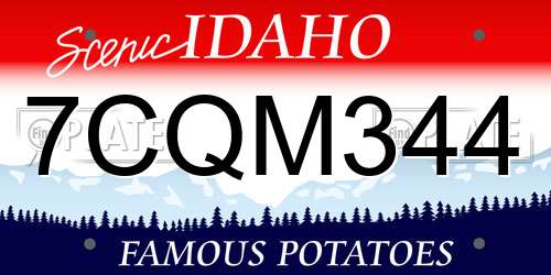 7CQM344 Idaho License Plate