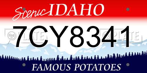 7CY8341 Idaho License Plate