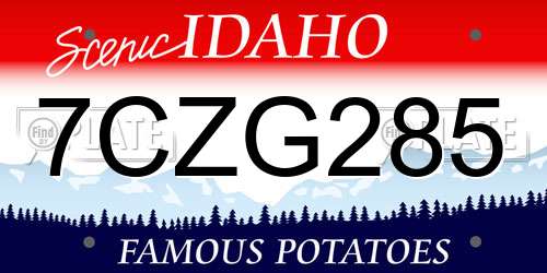 7CZG285 Idaho License Plate
