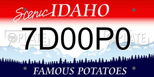 7D00P0 Idaho License Plate