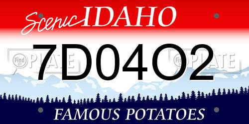 7D04O2 Idaho License Plate