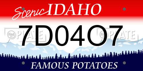 7D04O7 Idaho License Plate