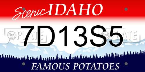 7D13S5 Idaho License Plate