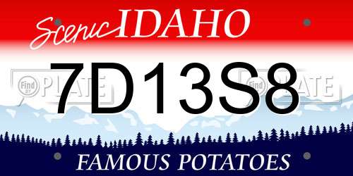7D13S8 Idaho License Plate