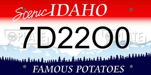 7D22O0 Idaho License Plate