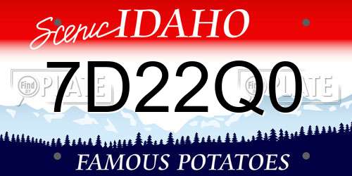 7D22Q0 Idaho License Plate