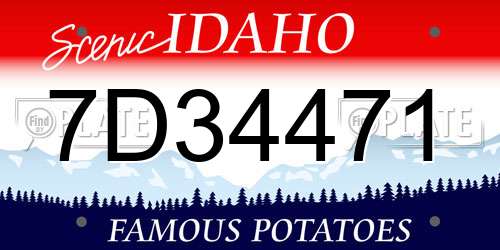 7D34471 Idaho License Plate