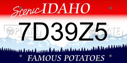 7D39Z5 Idaho License Plate