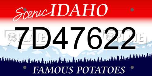 7D47622 Idaho License Plate