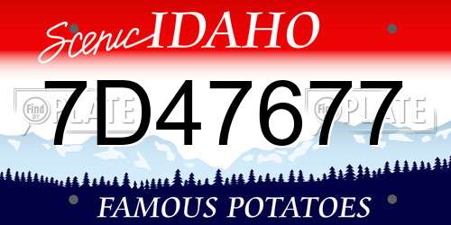 7D47677 Idaho License Plate