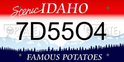 7D55O4 Idaho License Plate