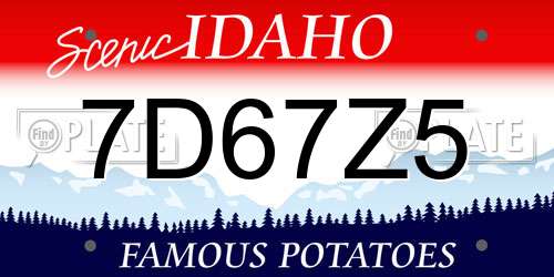 7D67Z5 Idaho License Plate