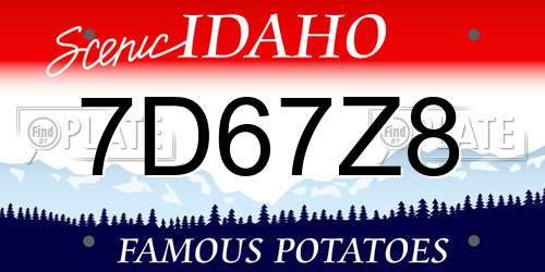 7D67Z8 Idaho License Plate