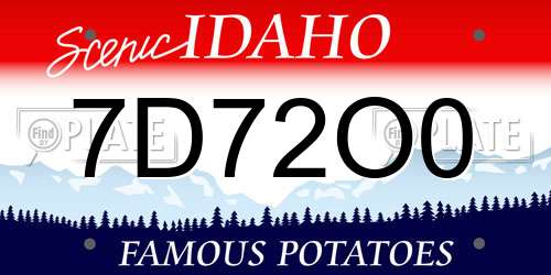7D72O0 Idaho License Plate