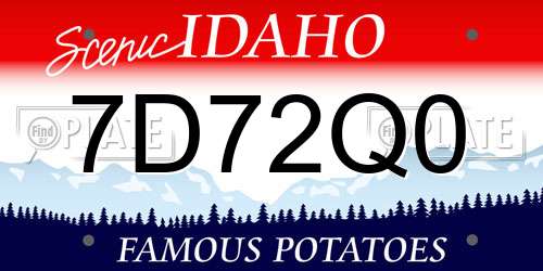 7D72Q0 Idaho License Plate