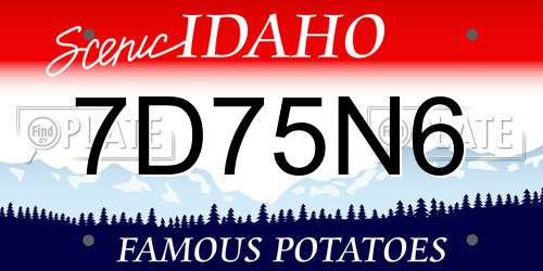 7D75N6 Idaho License Plate