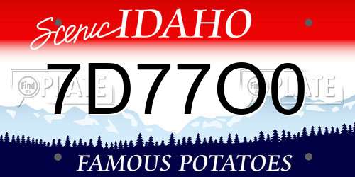 7D77O0 Idaho License Plate