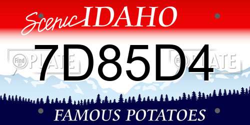 7D85D4 Idaho License Plate