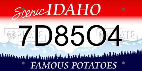 7D85O4 Idaho License Plate