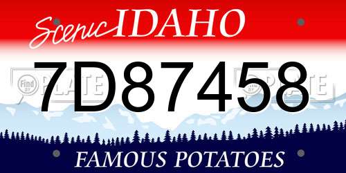 7D87458 Idaho License Plate