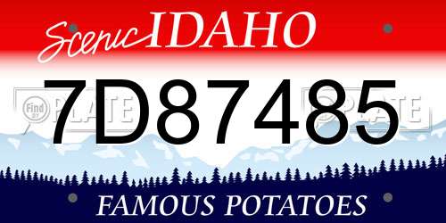 7D87485 Idaho License Plate