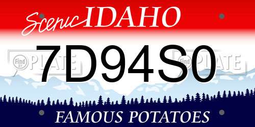 7D94S0 Idaho License Plate