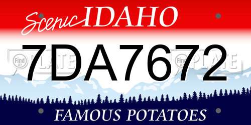 7DA7672 Idaho License Plate