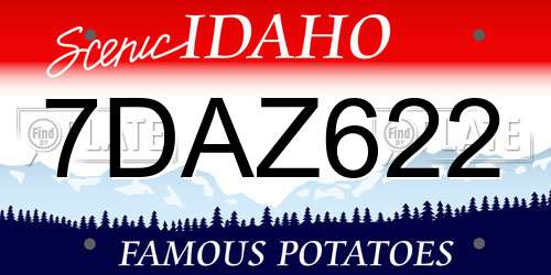 7DAZ622 Idaho License Plate