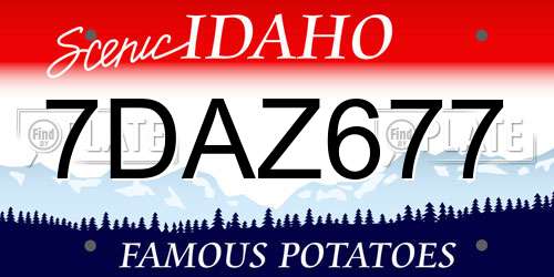 7DAZ677 Idaho License Plate